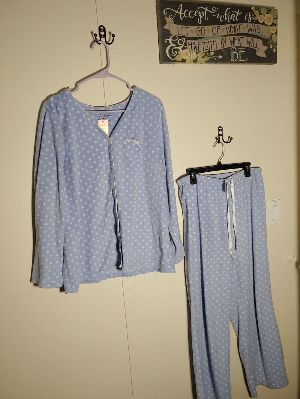 Croft & Barrow XL Periwinkle Polka Dot Long Sleeve Soft Pajama Set